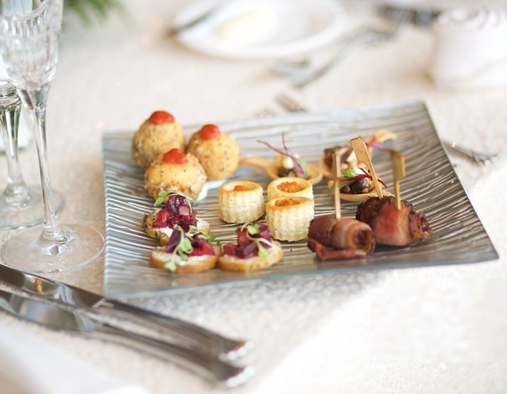 Arrangement of food on table