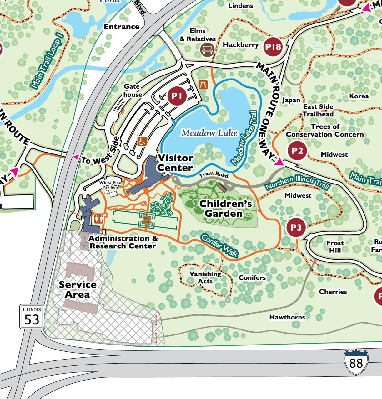 Morton Arboretum Map Close Up