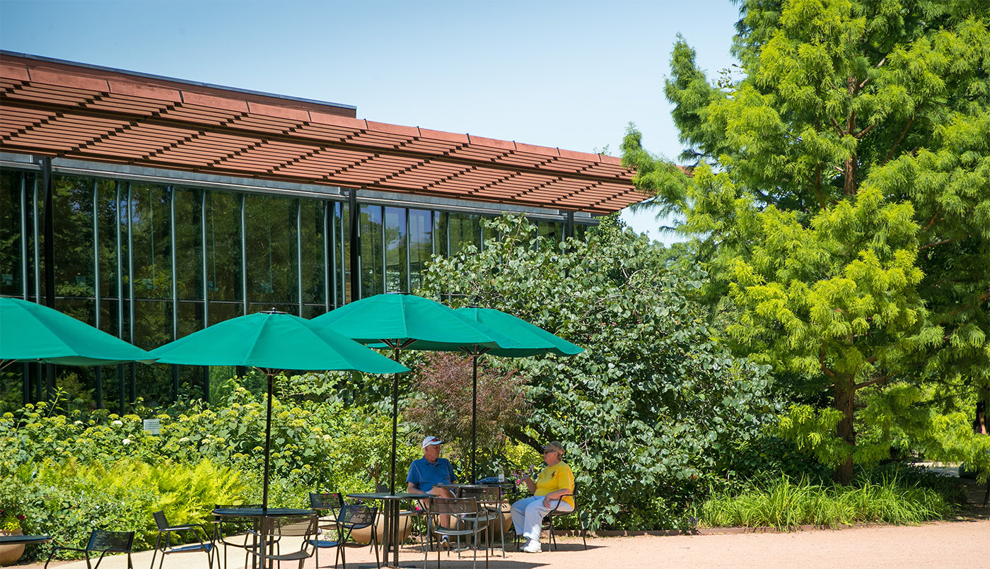 Guests enjoy lunch outside in Arbor Court
